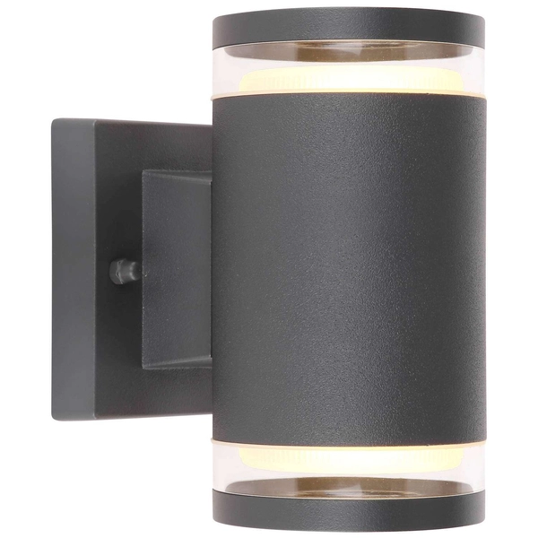 Elewacyjna LAMPA ścienna ALCALA 32063-2A Globo metalowa OPRAWA zewnętrzna KINKIET outdoor tuba IP44 antracyt przezroczysta