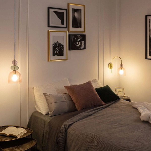 Ścienna lampa szklana Koloreno ABR-KOLOK-F Abruzzo fioletowy złoty