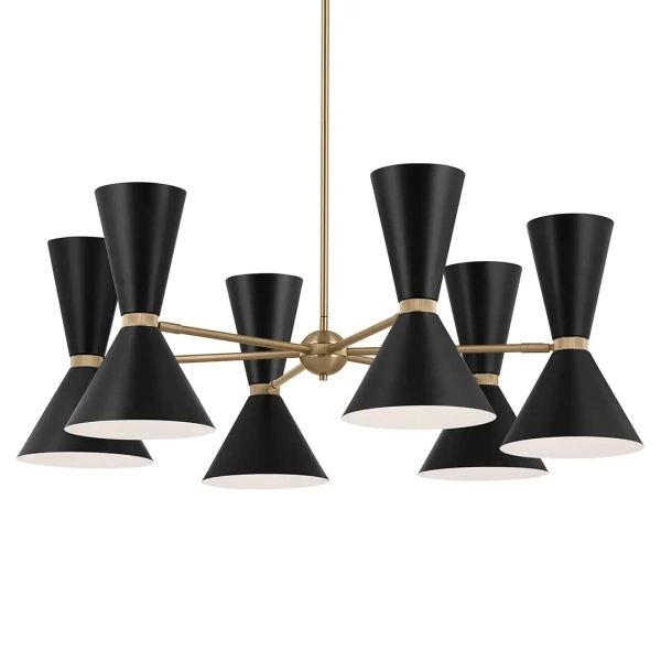 Wielopunktowy żyrandol Phix KL-PHIX-6-CBB na korytarz metalowy czarny