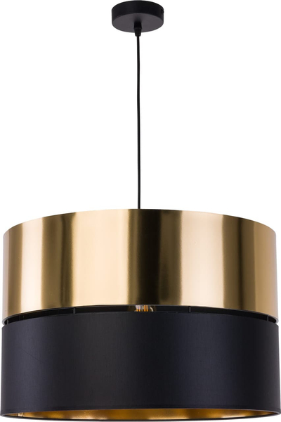 Okrągła lampa wisząca Hilton 4346 TK Lighting z tkaniny czarna złota
