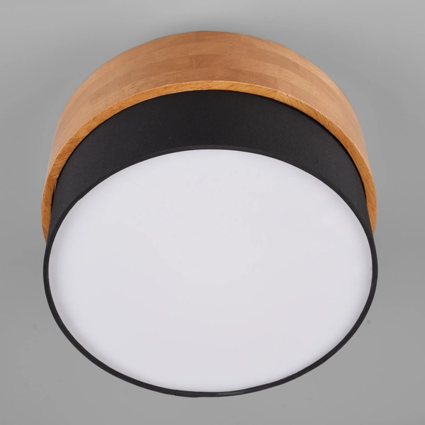 Nasufitowy plafon do jadalni SEASONS 611500202 okrągły drewniany czarny