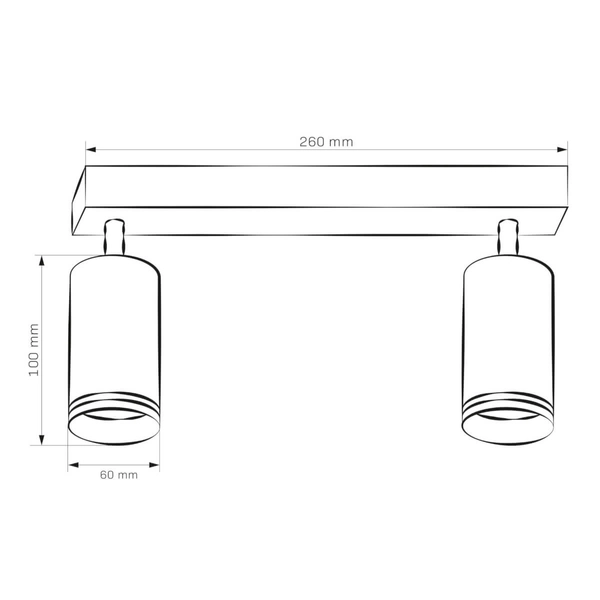 Podwójna lampa sufitowo-ścienna Paris 322333 tubki czarne