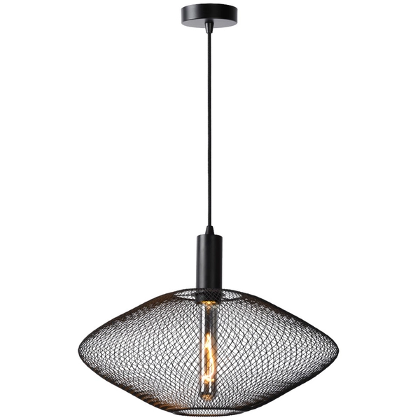 Druciana LAMPA wisząca MESH 21423/45/30 Lucide metalowa OPRAWA industrialny zwis czarny