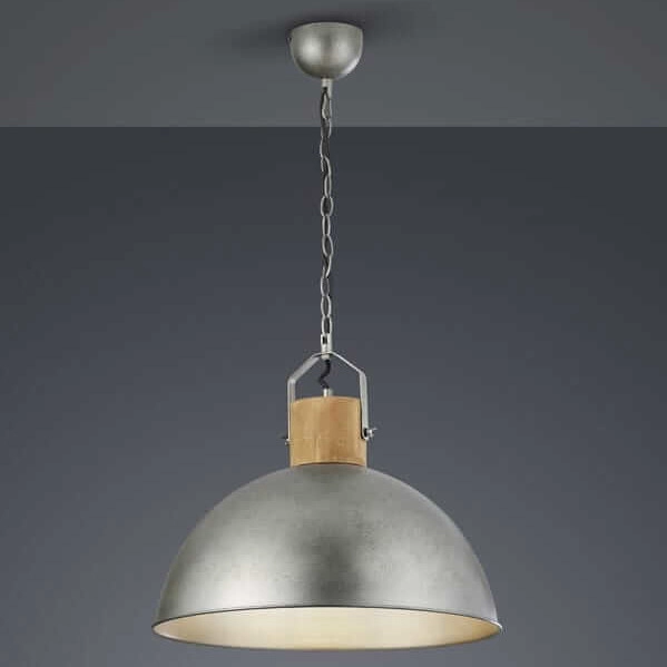Wisząca LAMPA loftowa DELHI 303400167 Trio metalowa OPRAWA kopuła ZWIS industrialny nikiel brązowy