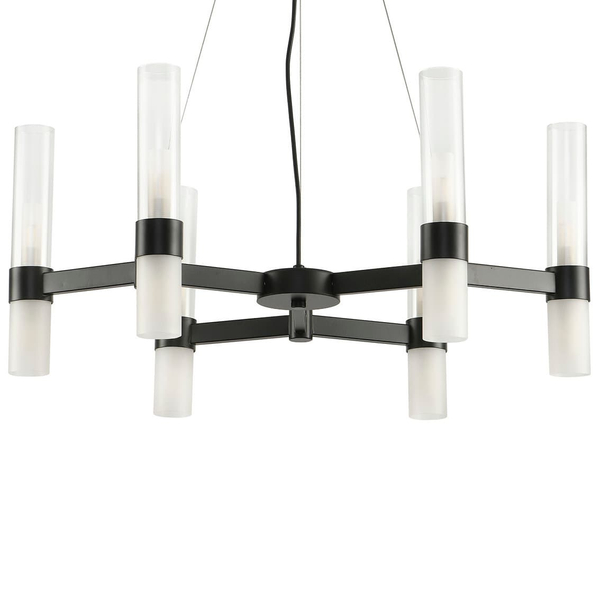 Żyrandol do jadalni Candela DN1505-6 black Step wielopunktowy tuby czarny
