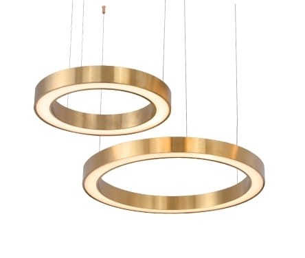 Lampa wisząca CGBOLRING40+60 Copel metalowe pierścienie LED 45W 3000K nad stół mosiądz