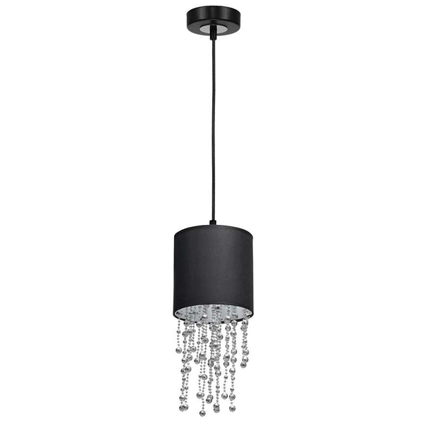 Glamour LAMPA wisząca ALMERIA MLP6439 Milagro okrągła OPRAWA materiałowy ZWIS kryształki crystals czarne