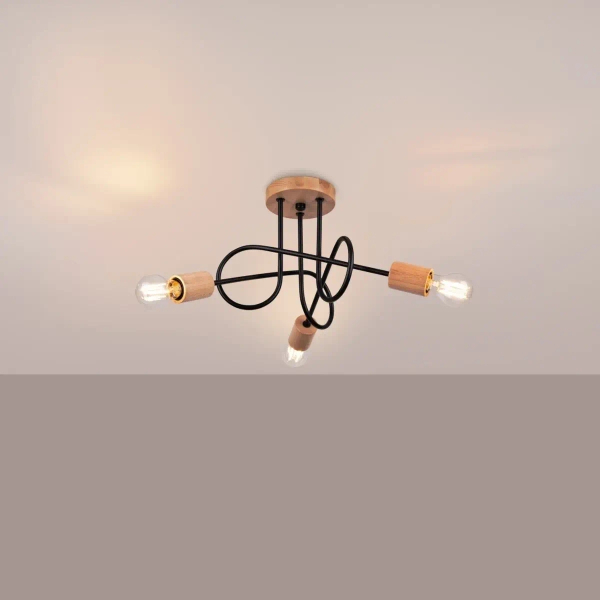 Skandynawska lampa sufitowa EMBER SL.1477 drewniana czarna