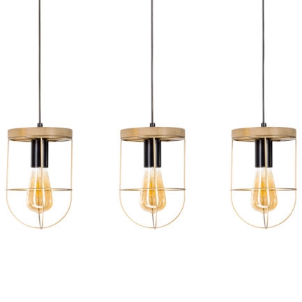 Druciana lampa wisząca NETUNO 181059351 industrialna metalowy drewno złoty