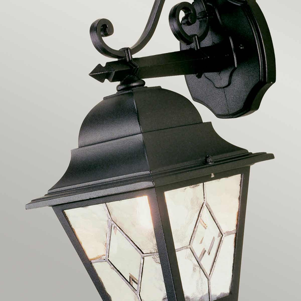 Kinkiet zewnętrzny wiszący Norfolk NR2-BLK Elstead lampion szklany czarny
