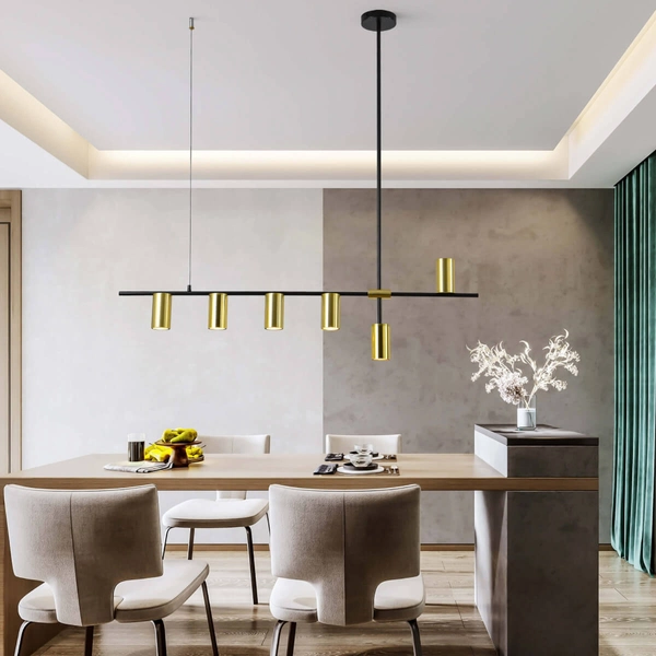 Lampa wisząca ARIZONA LP-074/6PL BK/GD Light Prestige loftowa oprawa metalowy zwis tuby czarne złote