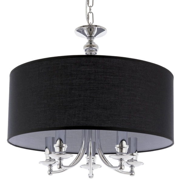 Abażurowa LAMPA wisząca ABU DHABI P05697CH-BK Cosmolight klasyczny zwis na łańcuchu czarna