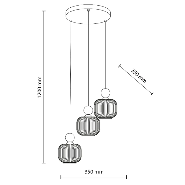 Ekologiczna lampa wisząca Ballo 11050 mleczne kule drewniana brązowy