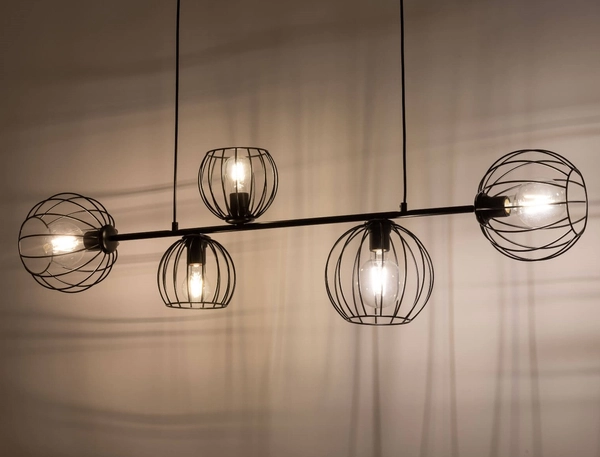 Industrialny zwis Madam 32372 molekuły metalowe nad stół czarne