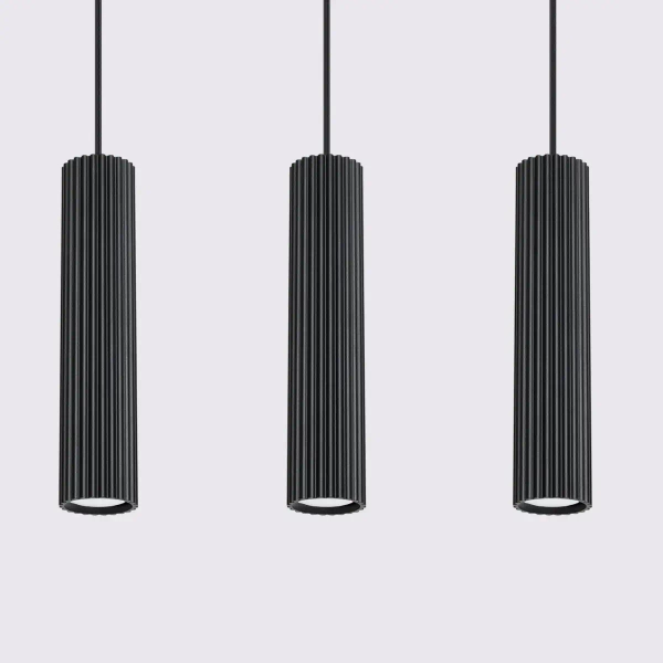 Lampa wisząca potrójna KARBON SL.1575 tubka podłużna czarna