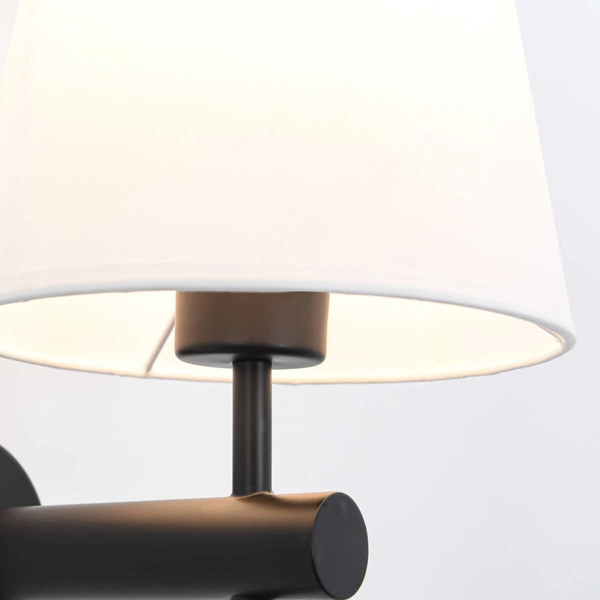 Abażurowa LAMPA ścienna TIVOLI LP-1133/1W BK Light Prestige klasyczna OPRAWA kinkiet na wysięgniku okrągły czarny biały