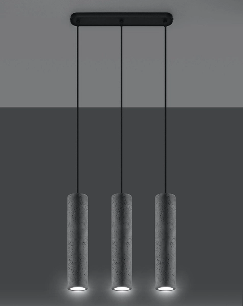 Wisząca LAMPA betonowa SL.0655 loftowa OPRAWA tuby ZWIS na listwie szary czarny