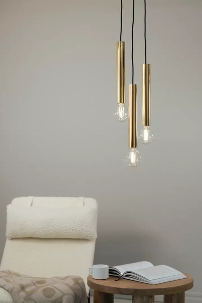 Sypialniana lampa wisząca Sencillo nad łóżko mosiądz