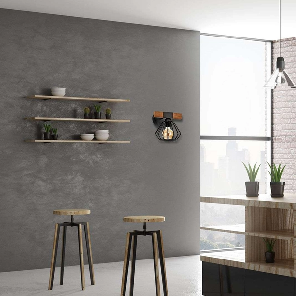 Industrialna LAMPA ścienna OZZY MLP6250 Milagro metalowa OPRAWA kinkiet druciana klatka skandynawska czarna