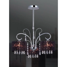 Żyrandol LAMPA wisząca SPAN MDM1583/3 Italux abażurowa OPRAWA glamour z kryształkami ogranza mgła chrom czarna