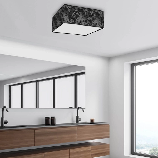 Pokojowa lampa sufitowa Satino natynkowa czarna srebrna