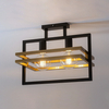 Prostokątna lampa sufitowa Merci ramki czarne złote