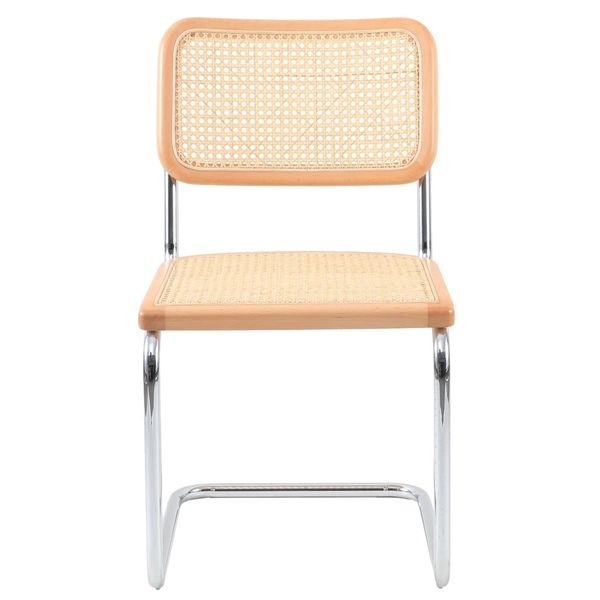 Krzesło do kuchni VIENNA MH-014CH-CHN Step rattanowe chrom beżowe