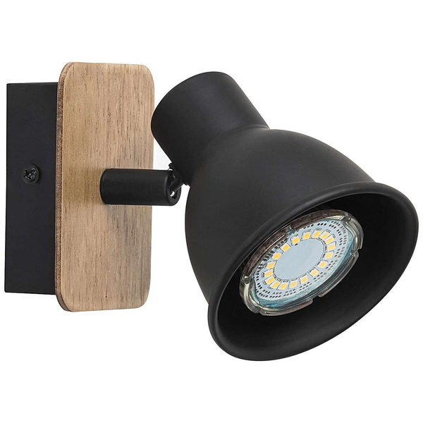 Kinkiet LAMPA ścienna MAC 5902 Rabalux metalowa OPRAWA skandynawski reflektorek regulowany drewno czarny