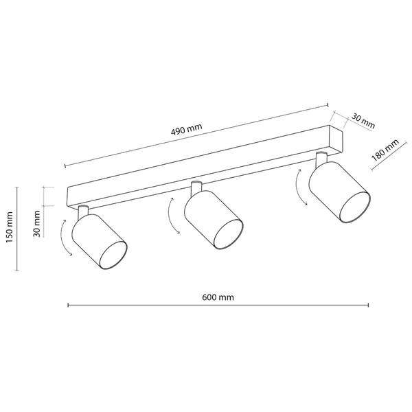 Regulowana lampa natynkowa Top 5968 sople punktowa czarna złota
