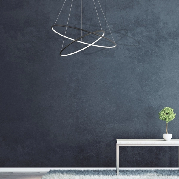 LAMPA wisząca ORION ML508 Milagro OPRAWA futurystyczna LED 53W 3000K circles rings czarna