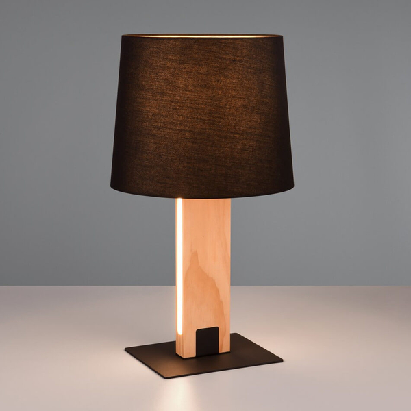 Tkaninowa lampka nocna Rahul 547610232 abażur czarny brązowy