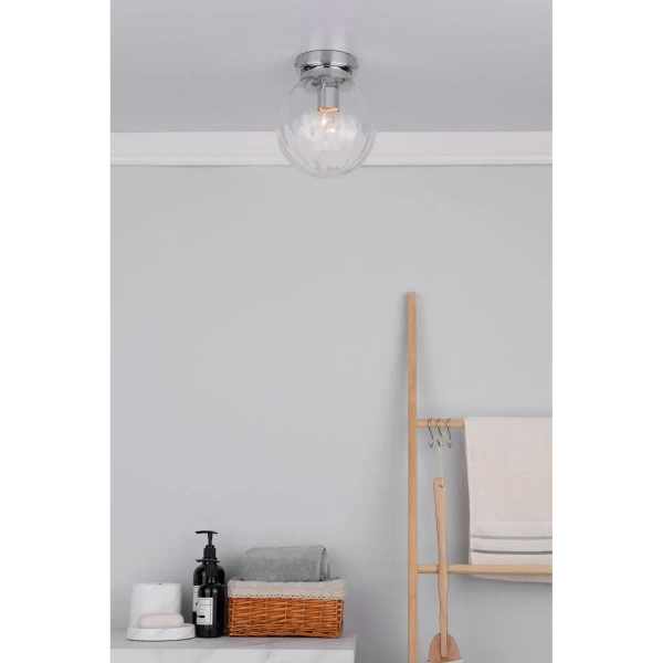 Minimalistyczny plafon Kavi KAV0150 szklany kula IP44 chrom