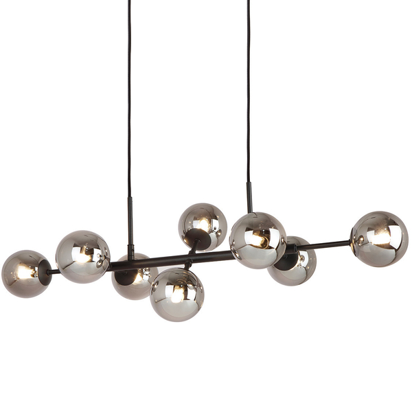 Modernistyczna LAMPA wisząca ERIMIDA PND-2244-8A-BL Italux loftowy ZWIS szklane kule zwis czarny