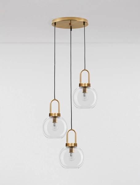 3-płomienna lampa wisząca Banes pokojowa złota przezroczysta