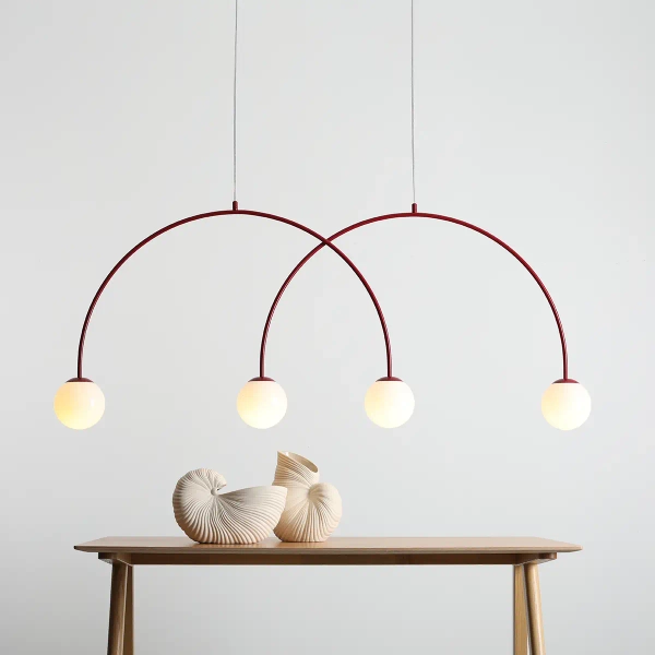 Podwójna wisząca lampa Una 1116L15_L szklane kule czerwone białe