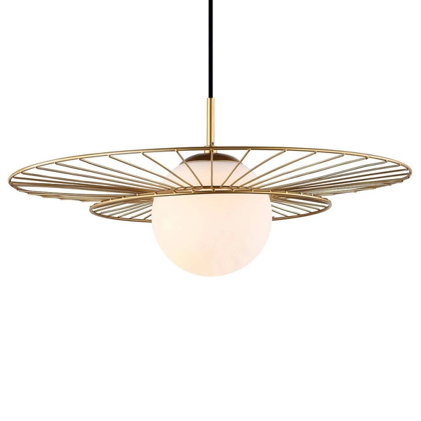 Druciana lampa wisząca ALISON MDM-4001/1 GD okrągła kula ball złoty biały