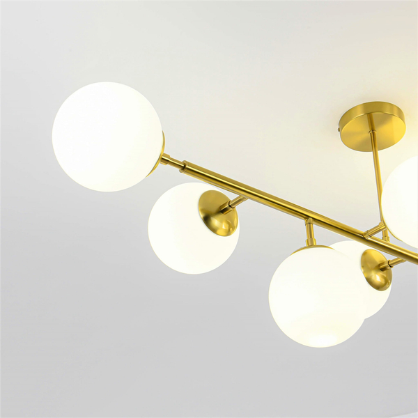 Modernistyczna lampa sufitowa DORADO LP-002/8P Light Prestige loftowa oprawa metalowy plafon molekuły złote białe