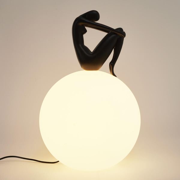 Lampka nocna WOMEN ST-6020-B black Step figurka szklana metalowa biała czarna