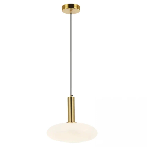 Owalna lampa wisząca 22072 szklana dysk biały złoty