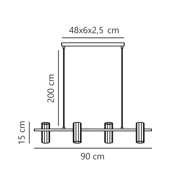 Regulowana lampa wisząca do jadalni ALANIS 2213423003 tuby czarny