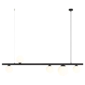 Wisząca lampa salonowa Libra 1099F1 Aldex listwa z kulami czarna biała