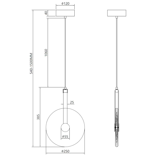 Zwis do jadalni talerz GOLDI P0690 złoty LED 1x5W 3000K