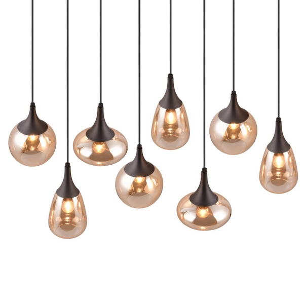 Kaskadowa lampa wisząca na listwie Lumina 317000813 czarna bursztynowa