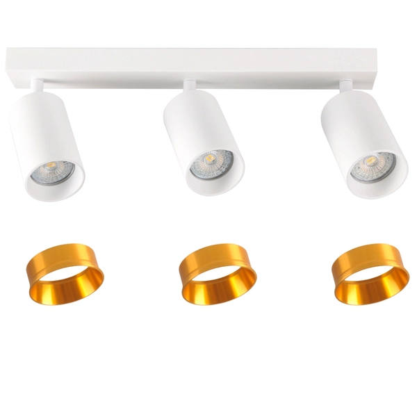 Sufitowa lampa reflektorowa Maribel 321213 Polux na listwie biała złota