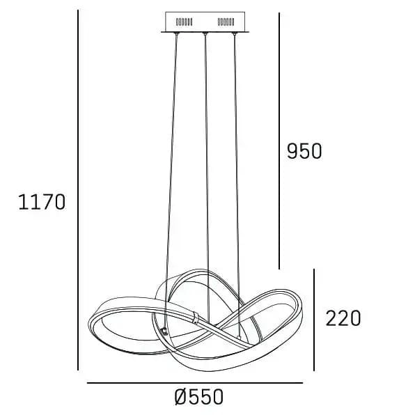 Futurystyczna lampa wisząca Tokyo P01670CH Cosmolight LED 32W 3000K metal biała srebrna