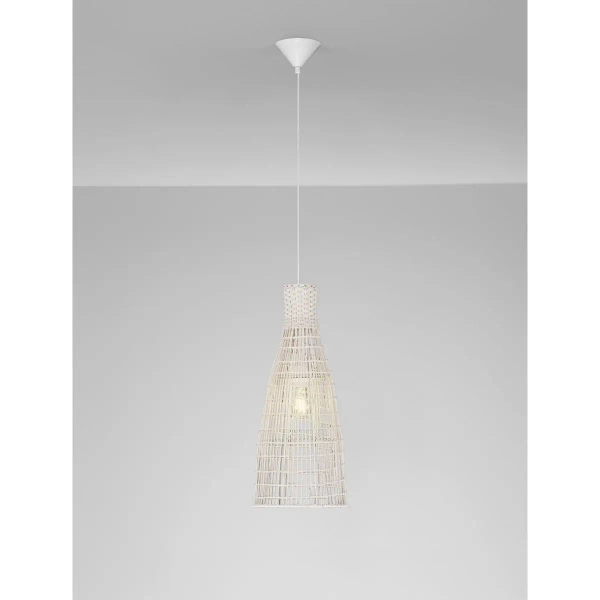 Ratanowa lampa wisząca boho GALIRIO LE45367 skandynawska biała