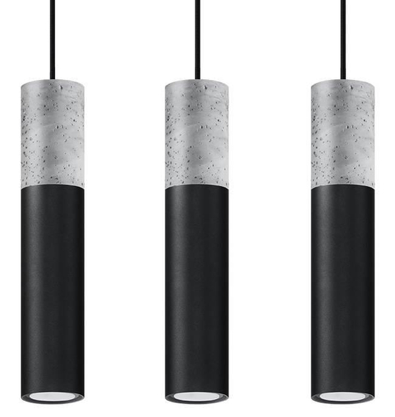 Skandynawska LAMPA wisząca SL.0652 metalowa OPRAWA tuby zwis beton czarny