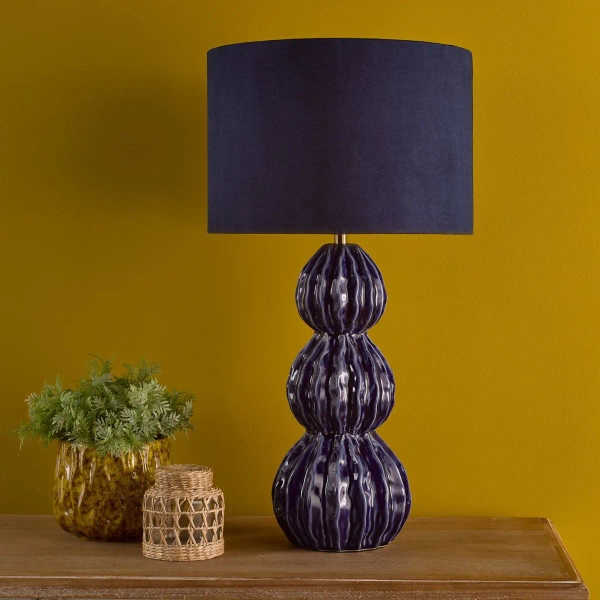 Ceramiczna stołowa lampa Lorelai LOR4223 z abażurem niebieska