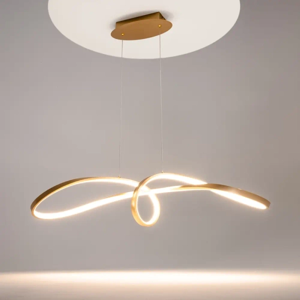 Zwisająca lampa do salonu Curve MOD156PL-L52G4K LED 42W 4000K mosiądz