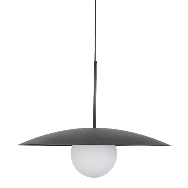 Jadalniana lampa zwisająca Slate 10637 mleczna kula czarny